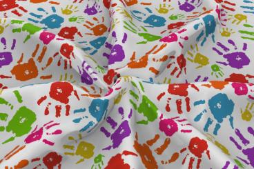 Voile-Gardinenstoff - Kinderhände 