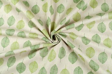 Green Leafs - Dekostoff - Leinenoptik 