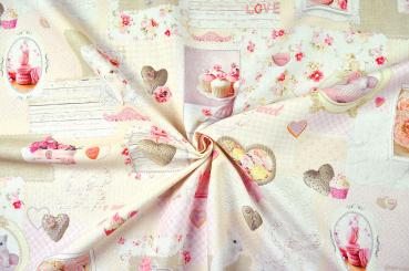 Baumwoll-Dekostoff - Katzenliebe 