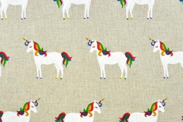 Dekostoff Leinen-Look - Unicorn Parade 
