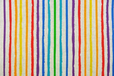Dekostoff Leinen-Look - Regenbogenstreifen 