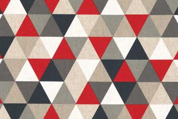Dekostoff Leinen-Look - Dreiecke - Rot 