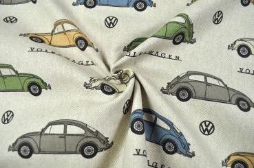 Dekostoff - Leinen-Look - Retro-Cars 