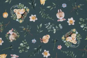 Dekostoff aus reiner Baumwolle mit Ostermotiv 