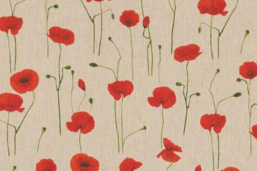 Dekostoff im Leinen-Look - Mohnblumen 