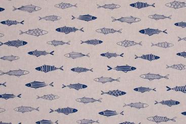 Dekostoff im Leinen-Look - Fische 