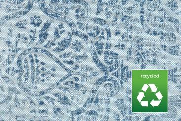 Dekostoff Recycling - Vintage Ornaments - Blau - 280 cm breit 