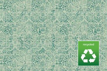 Dekostoff Recycling - Vintage Ornaments - Türkis - 280 cm breit 