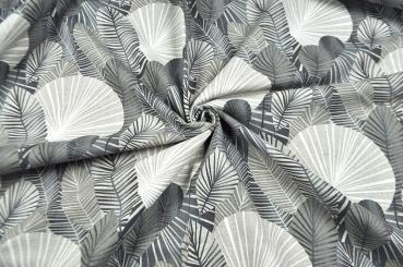 Dekostoff Leinen-Look - Grey Leaves - 280 cm breit 