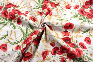 Deko-Stoff Leinenoptik - Mohntraum - 280 cm 