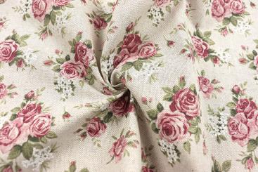 Deko-Stoff Leinenoptik - Cottage Rose - 280 cm 