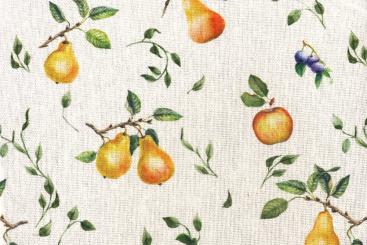 Recycling Dekostoff mit Äpfel und Birnen - 280 cm 