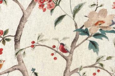 Recycling Dekostoff mit Blumen und Vögeln - 280 cm 