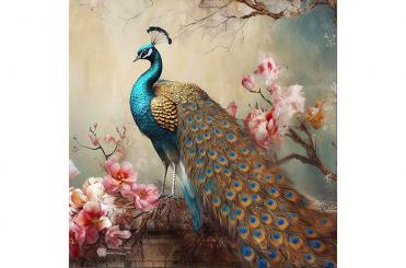 Samt-Panel Deluxe - Anmutiger Pfau 