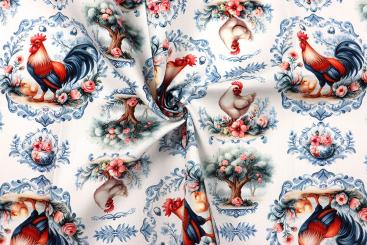 Dekostoff Deluxe - Hahn im Korb 