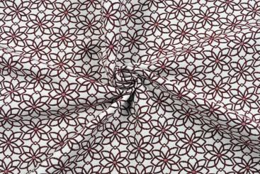 Dekostoff Jacquard - Flor de Alicante - Weiß/Rot 