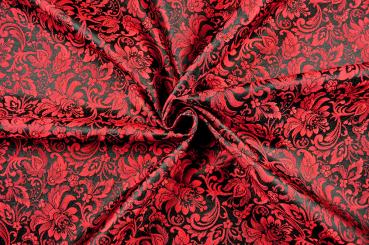 Zweiseitiger Jacquard - A Fleurs - Schwarz/Rot 