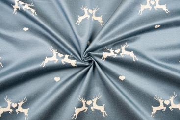 Hirsch-Liebe - Dekostoff Jacquard - Blau/Creme 