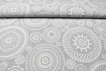 Outdoor-Dekostoff - Mandalas - Grau/Weiß 