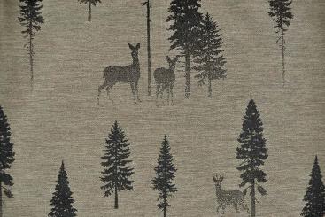 Jacquard-Dekostoff zweiseitig - Rehwald - Hellbraun/Braun 