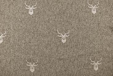 Melange-Jacquard zweiseitig - Hirschköpfe 