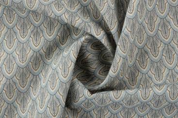 Möbelstoff Leinen Premium - Liverpool Leaves - Hellblau 