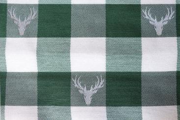 Jacquard-Dekostoff beidseitig - Karierter Hirsch - Grün 