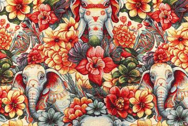 Dekostoff Gobelin - Elephant Carnival 
