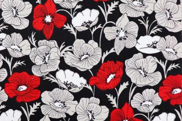 Dekostoff Leinen-Optik - Mohn-Traum 