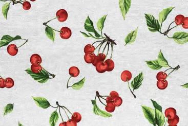 Dekostoff Leinen-Optik - Kirschen-Liebe 
