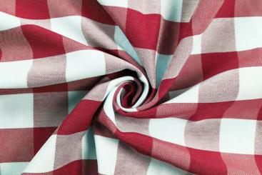 Jacquard-Dekostoff - Kariert  - Rot 