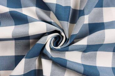 Jacquard-Dekostoff - Kariert - Blau 