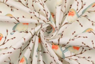 Baumwollstoff - Morgenflug - Weiß 