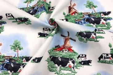 Baumwollstoff - Idyllische Kühe 