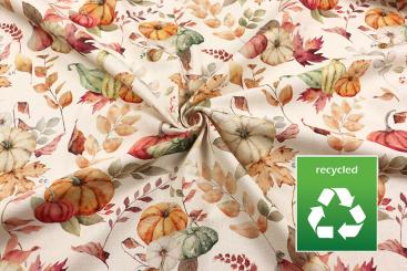 Recycelter Dekostoff mit Kürbissen 
