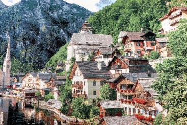 Panel-Gobelin mit Bergdorf-Motiv - 134 x 88 cm 