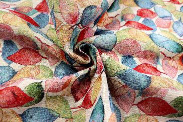 Gobelin-Stoff mit bunten Blättern 