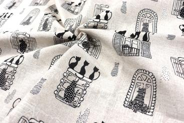 Dekostoff - Katzen am Fenster 