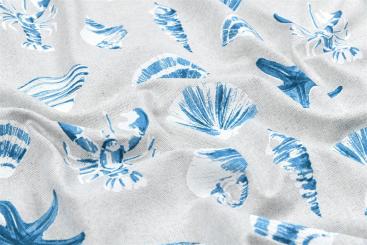Dekostoff in Leinenoptik mit maritimem Motiv 