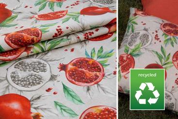 Recycling-Dekostoff mit Granatäpfeln 