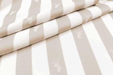 Jacquard-Dekostoff - Streifen mit Hirsch - Sand 