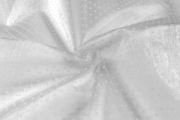 Beflockter Organza mit Tupfen - Weiß 