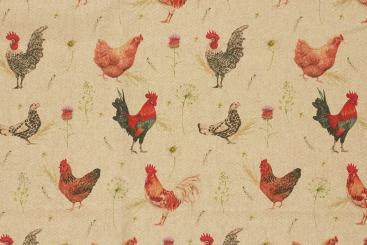 Dekostoff Digitaldruck - Henne und Hahn 