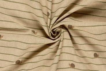 Dekostoff in Leinenoptik mit kleinen Schnecken 