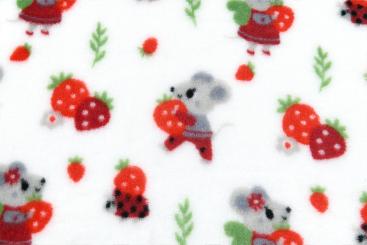 Kuschel-Fleece mit Mäusen und Erdbeeren 