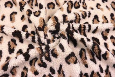 Fleece Sherpa mit wildem Leo Muster 