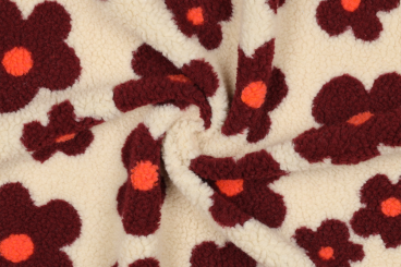 Fleece Sherpa mit roten Blumen 