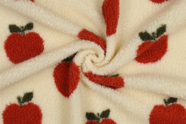 Fleece Sherpa mit roten Äpfeln 