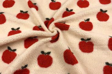 Fleece Sherpa mit roten Äpfeln 