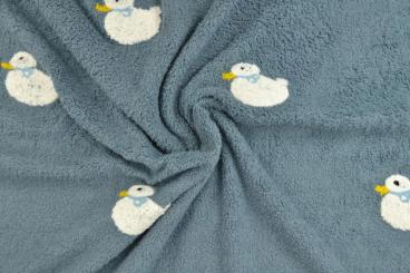 Bestickter Teddy-Stoff mit Enten 